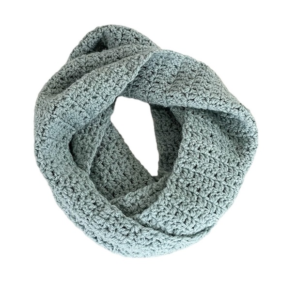 Handmade Crochet Infinity Light Teal Scarf - Picture 6 of 15